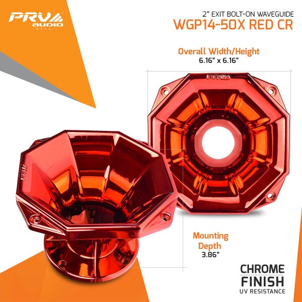 Main product image for PRV Audio WGP14-50X Red Chrome 2" 45 x 45 Waveguide294-3466